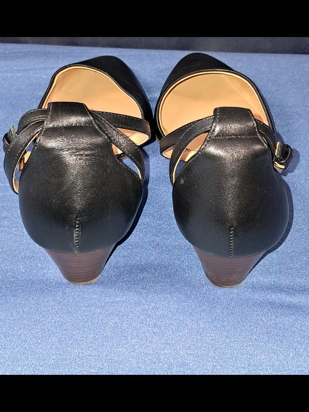 Talbots Black and Tan Leather Wedge Sandals